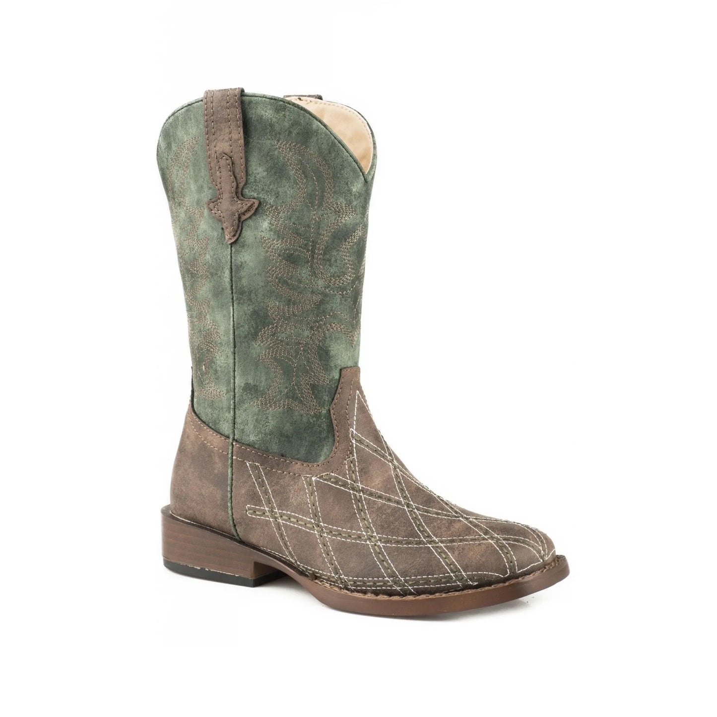 Roper Cross Cut Brown Square Toe Western Boots weis-western-wear