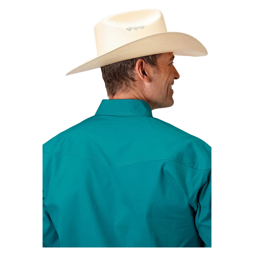 Roper Men's Long sleeves Snap Jade Green & Blue