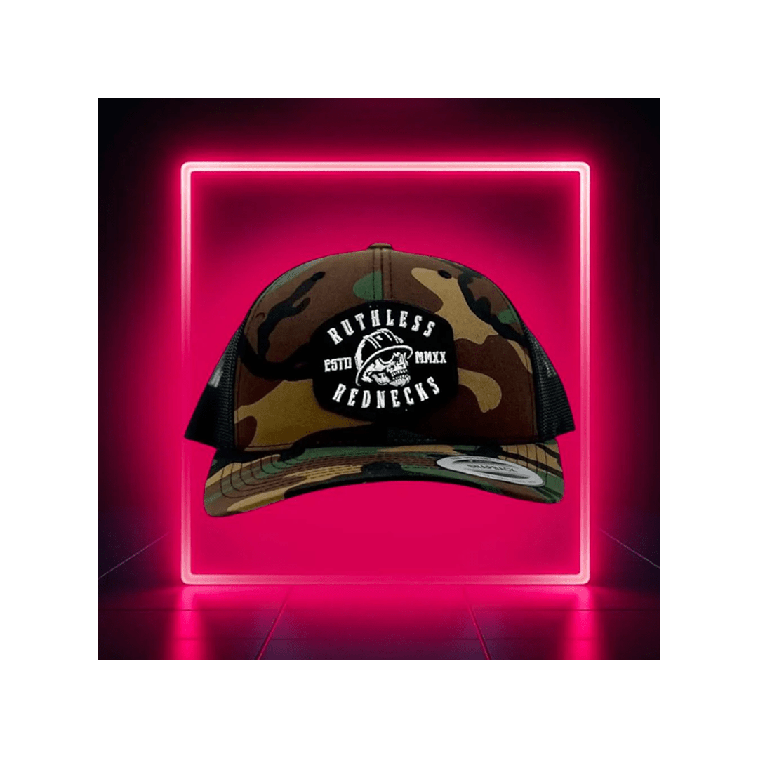 Ruthless Rednecks Hired Gun Curved Brim Snapback Green Camo Hat - Ruthless Rednecks