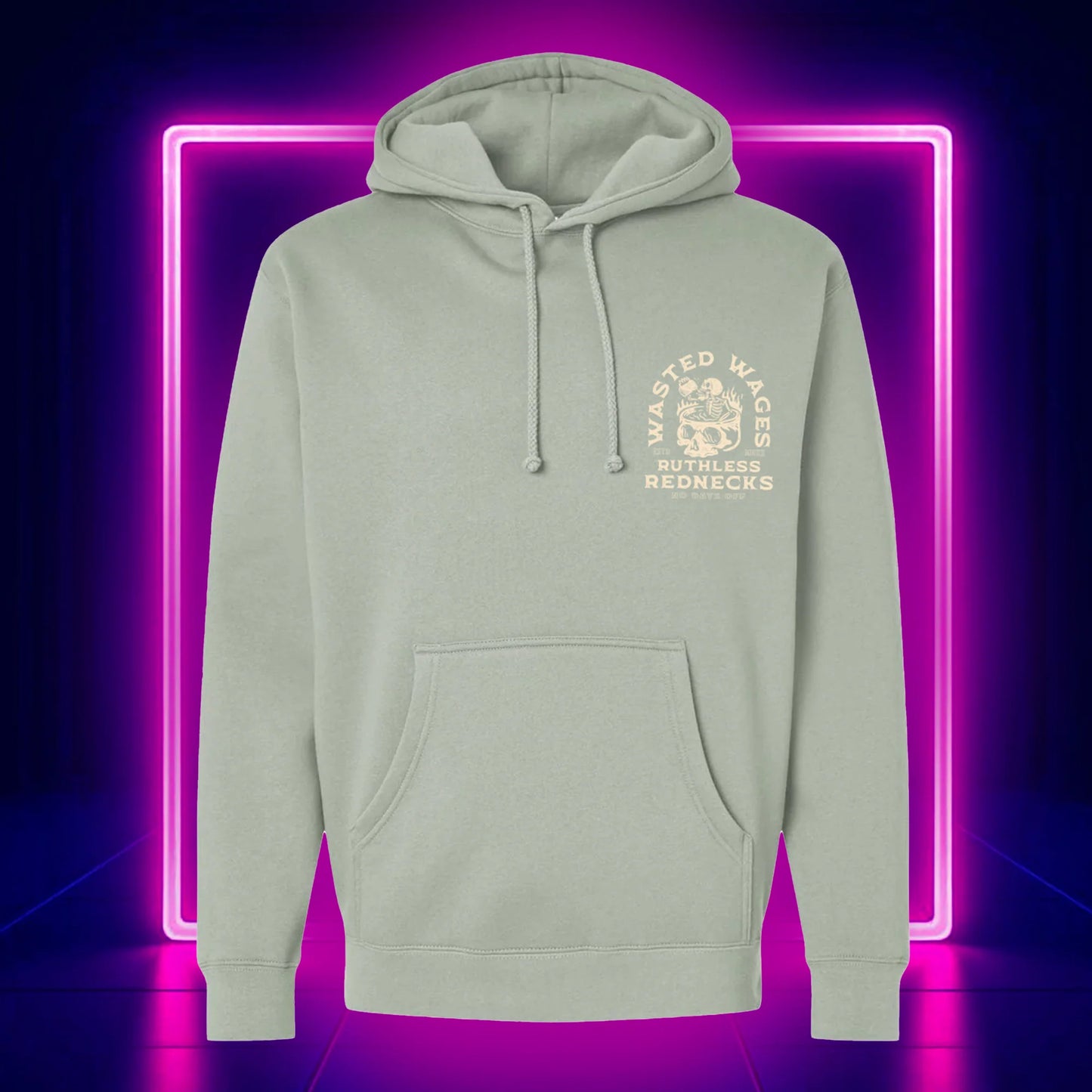 Ruthless Rednecks Men's Skull Spa Heavyweight 10oz Hoodie Sage weis-western-wear