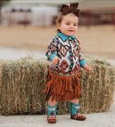 Shea Baby Girl's Brown Fringe Skirt - Shea Baby