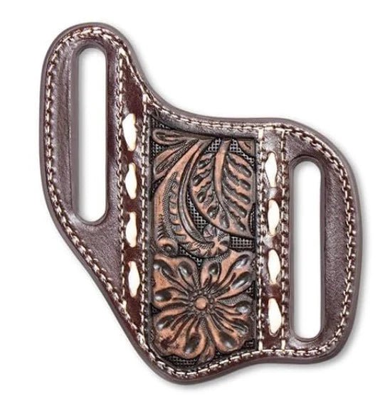 Ariat Knife Sheath Pancake Floral Filigree Brown Leather Belt Holster - M&F Western Products