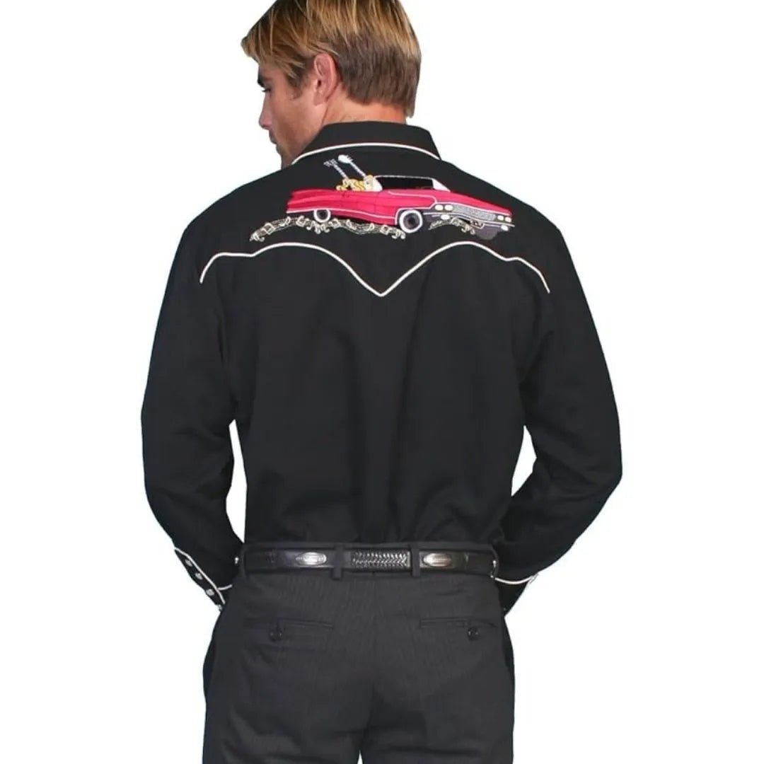 Scully Men's Western Shirt Snap Embroider Rock N Roll - Scully