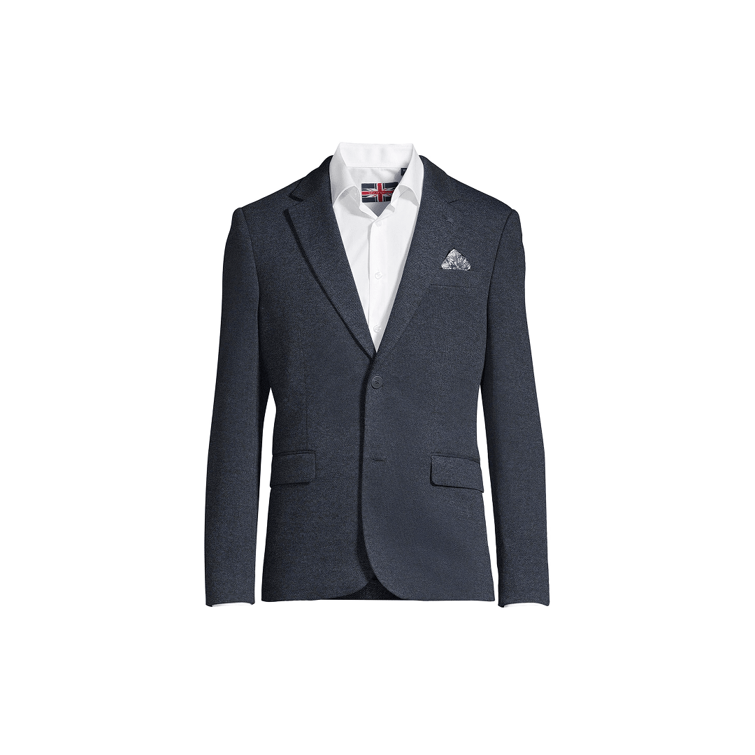 Soul Of London Men's Wool Blend Navy Blazer - Soul Of London