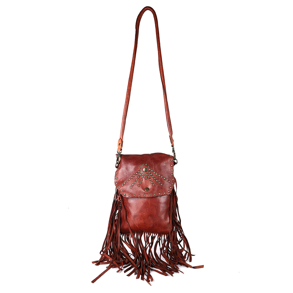 Spaghetti Western Large Crossbody Vintage Handmade Drum Dyed Genuine European Cowhide Leather Bag SWC150CG