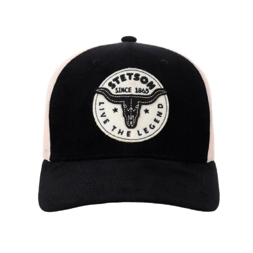 Stetson Men's Black Corduroy Longhorn Snapback Hat