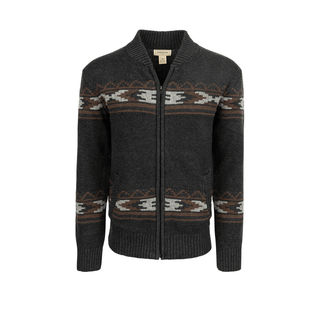 Stetson Men's Full-Zip Horizontal Aztec Print Knit Sweater - Stetson