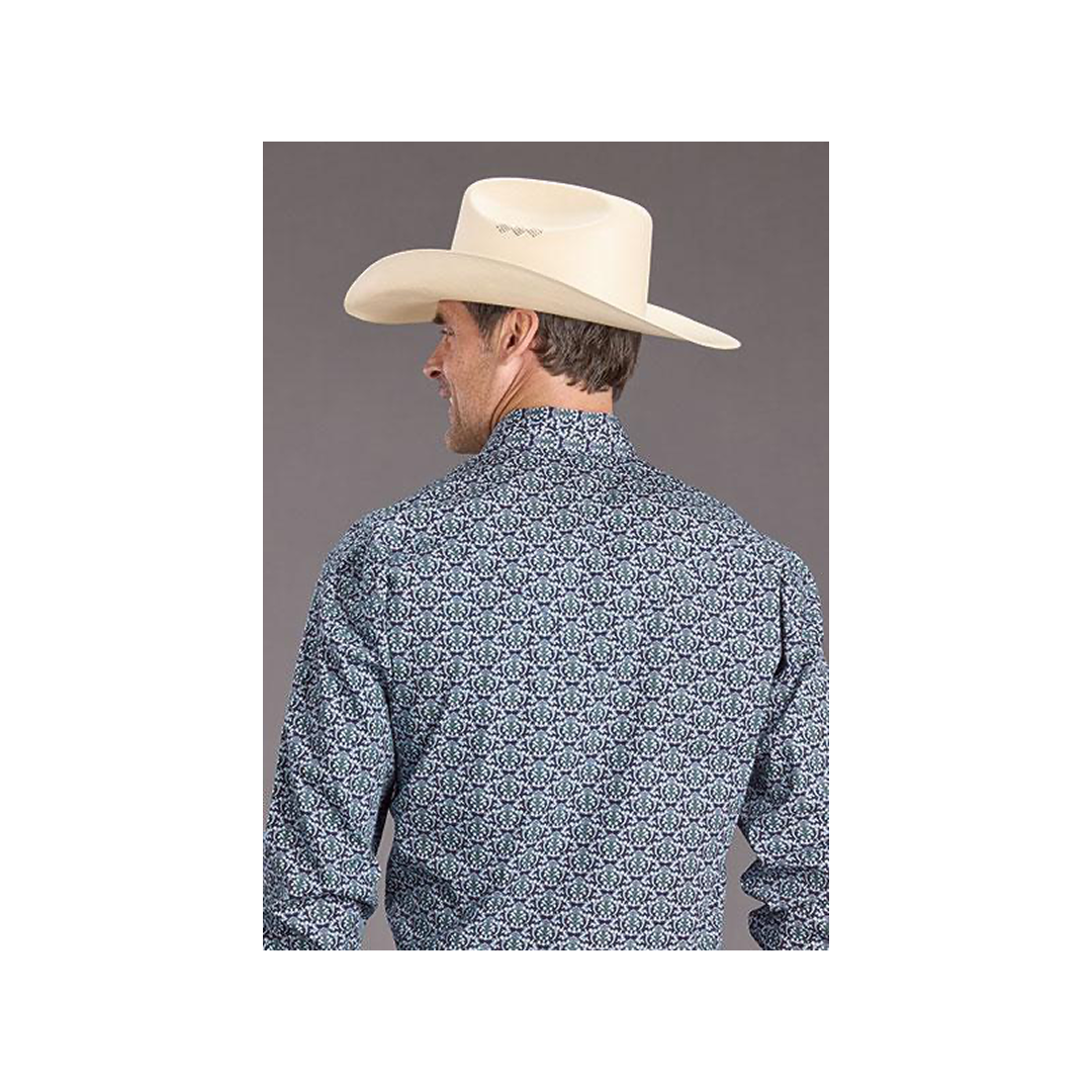 Stetson Men's Navy Medallion Snap Long Sleeve Shirt