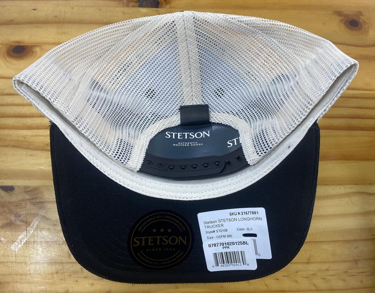 Stetson Trucker Ball Cap Longhorn In Black/Cream