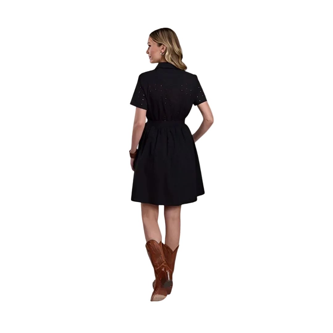 Stetson Women's Black Cotton Eyelet Shirt Dress - Stetson