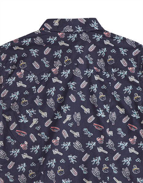Tin Haul Women's Tossed Cactus Print Snaps Long Sleeve Western Shirt