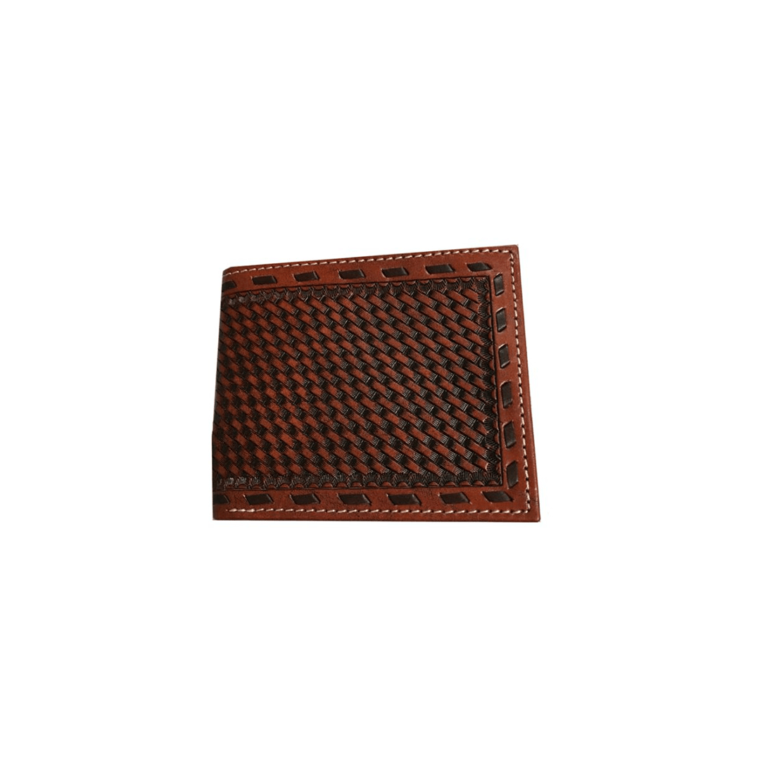 Twisted X Leather Tooled Bi Fold Wallet With Buckstitch - Twisted X