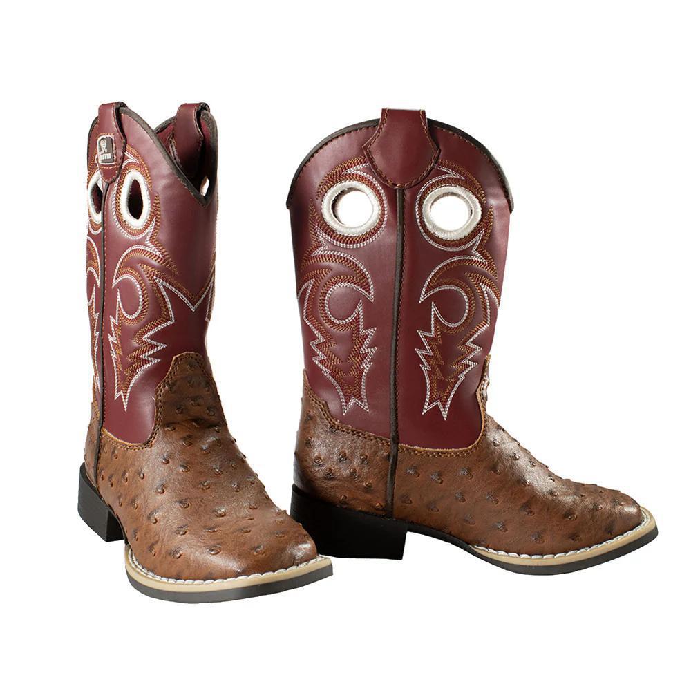 Twister Kids Luca Ostrich Red And Brown Cowboy Boot