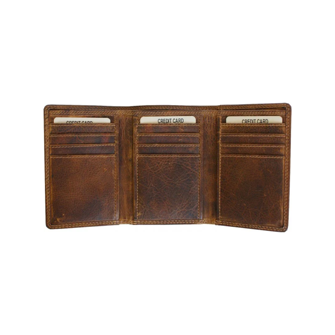 Rugged Earth Men's Trifold Brown Leather Wallet weis-western-wear