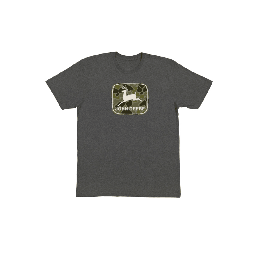 John Deere Men's T-Shirt Grey w/ Camo - John Deere
