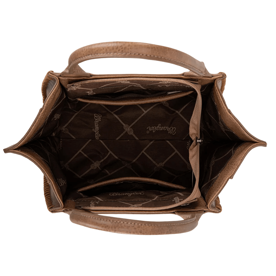 Wrangler Khaki Embroidered Concealed Carry Crossbody Tote - Montana West