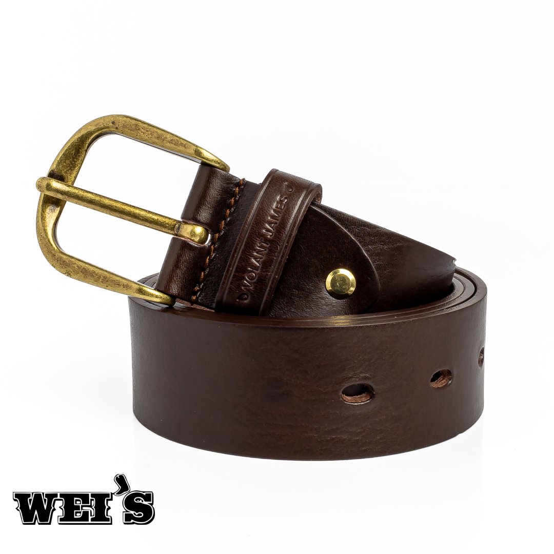 Volant James Leather Belt Distressed Black/Brown Belts