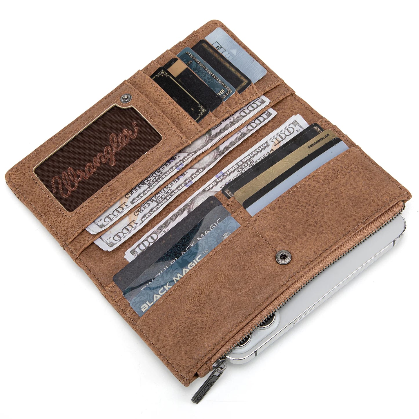 Wrangler Wrangler Embroidered Bi-Fold Wallet - Khaki weis-western-wear