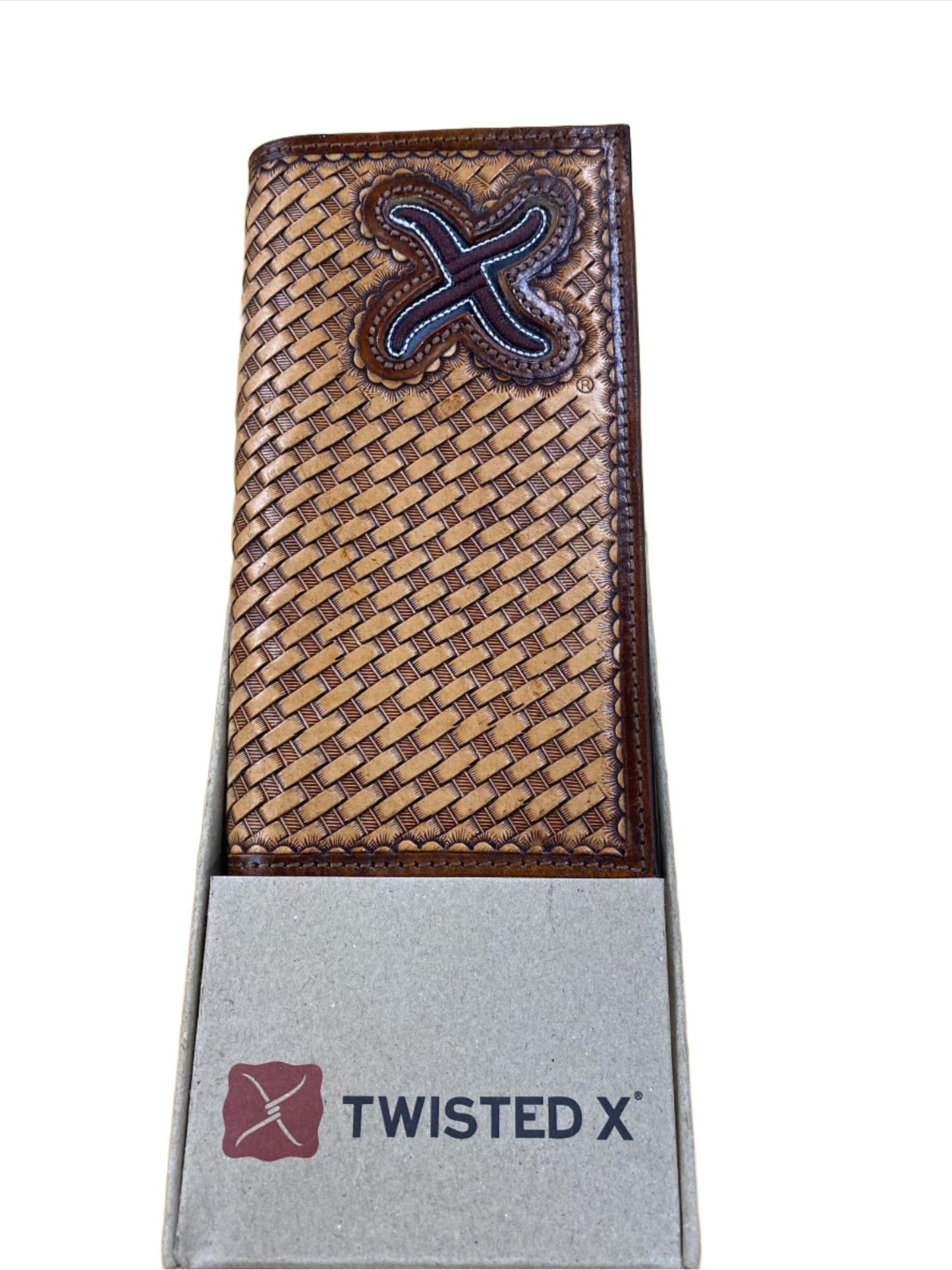 Western Fashion Accessories Twisted X Basket Stamped Logo Leather Wallet XWH4R