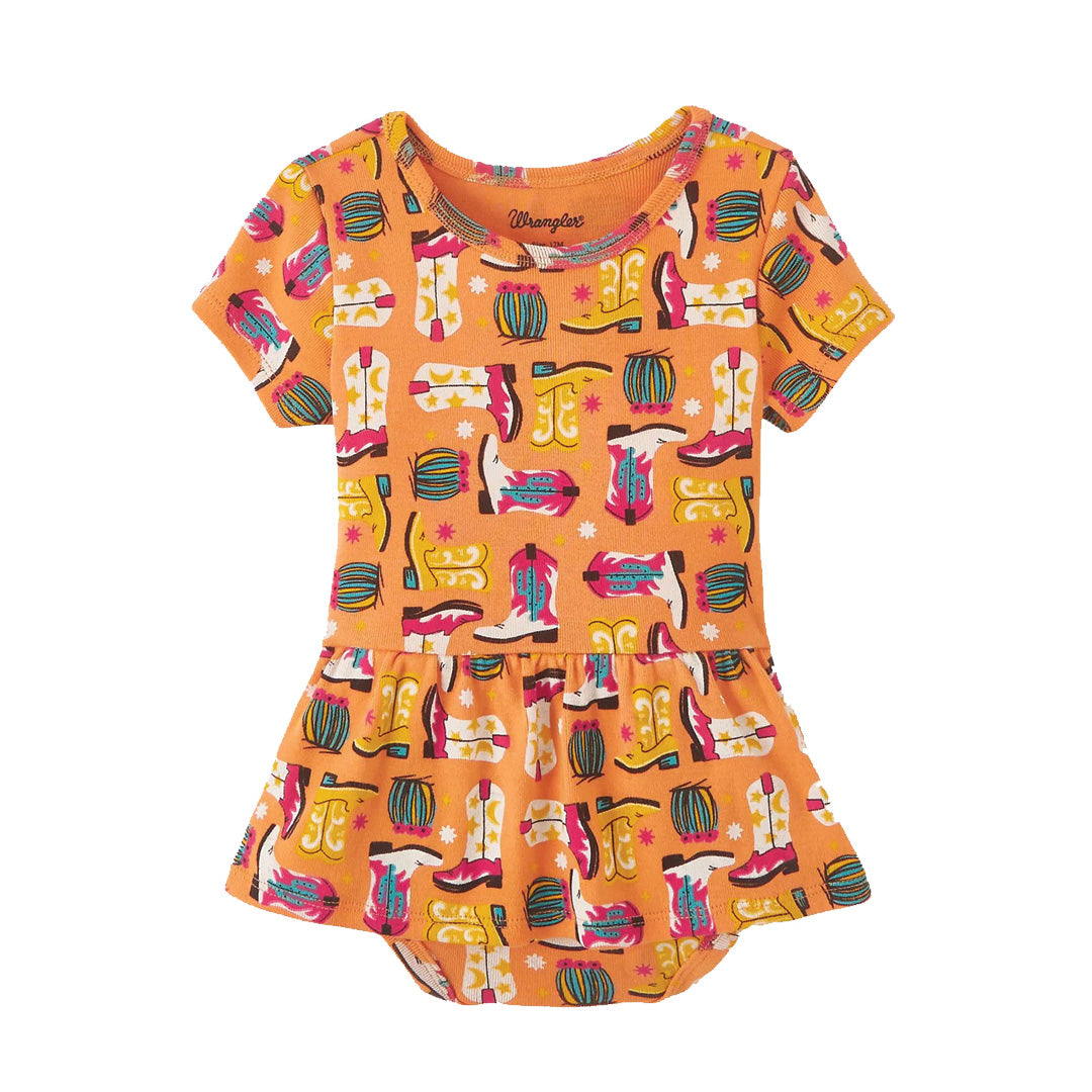 Wrangler Baby Girl's Cowgirl Boot Skirted Onesie