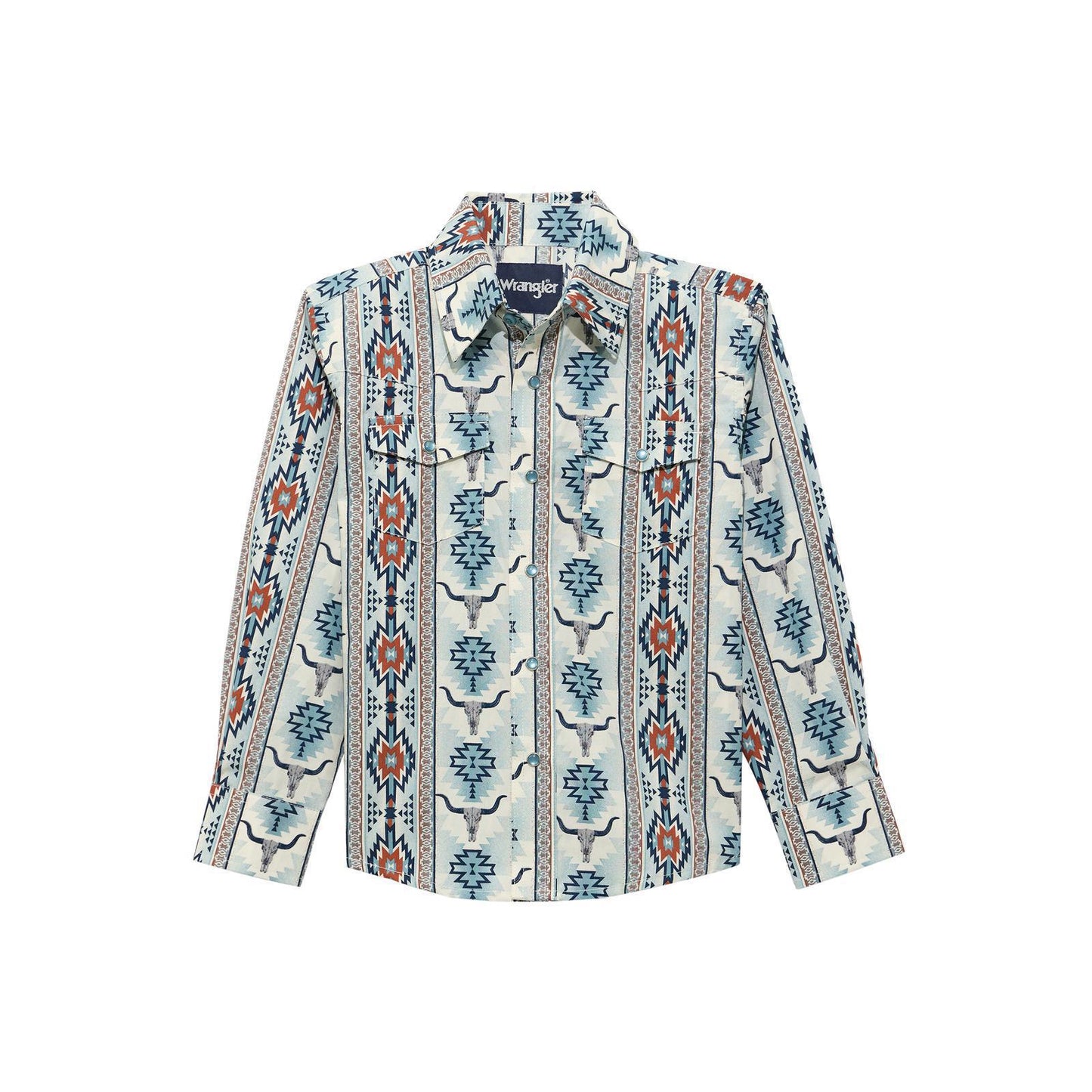 Wrangler Boy's Checotah Long Sleeve Shirt - Grey Multi weis-western-wear