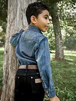Wrangler Boy's Cowboy Cut Western Denim Long Sleeve Shirt