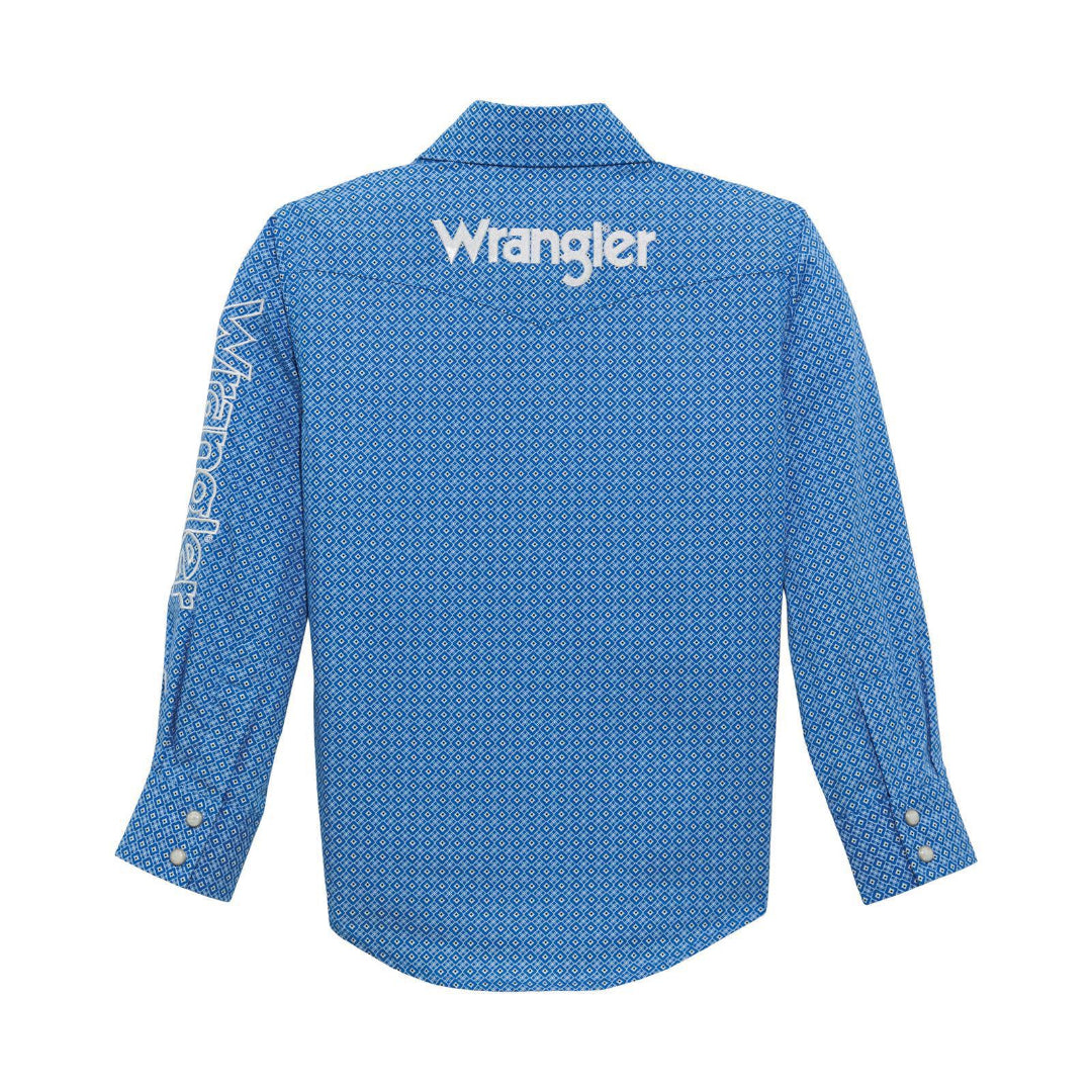 Wrangler Boy's Logo Long Sleeve Shirt- Blue