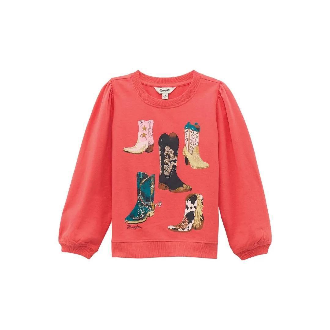 Wrangler Girl's Sweatshirt Crew - Pink weis-western-wear