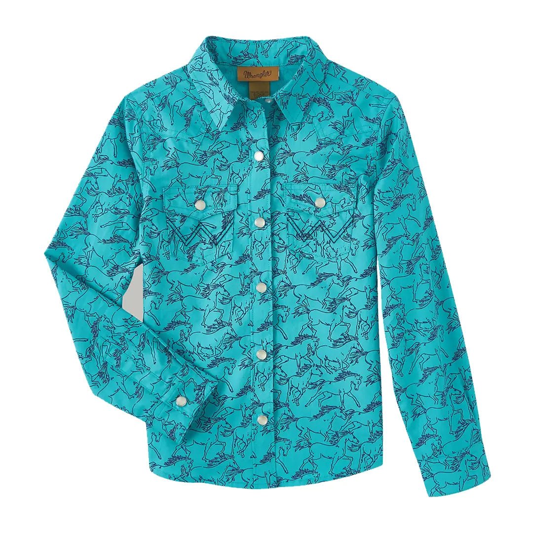 Wrangler Little Girl's Western Snap Long Sleeve Shirt