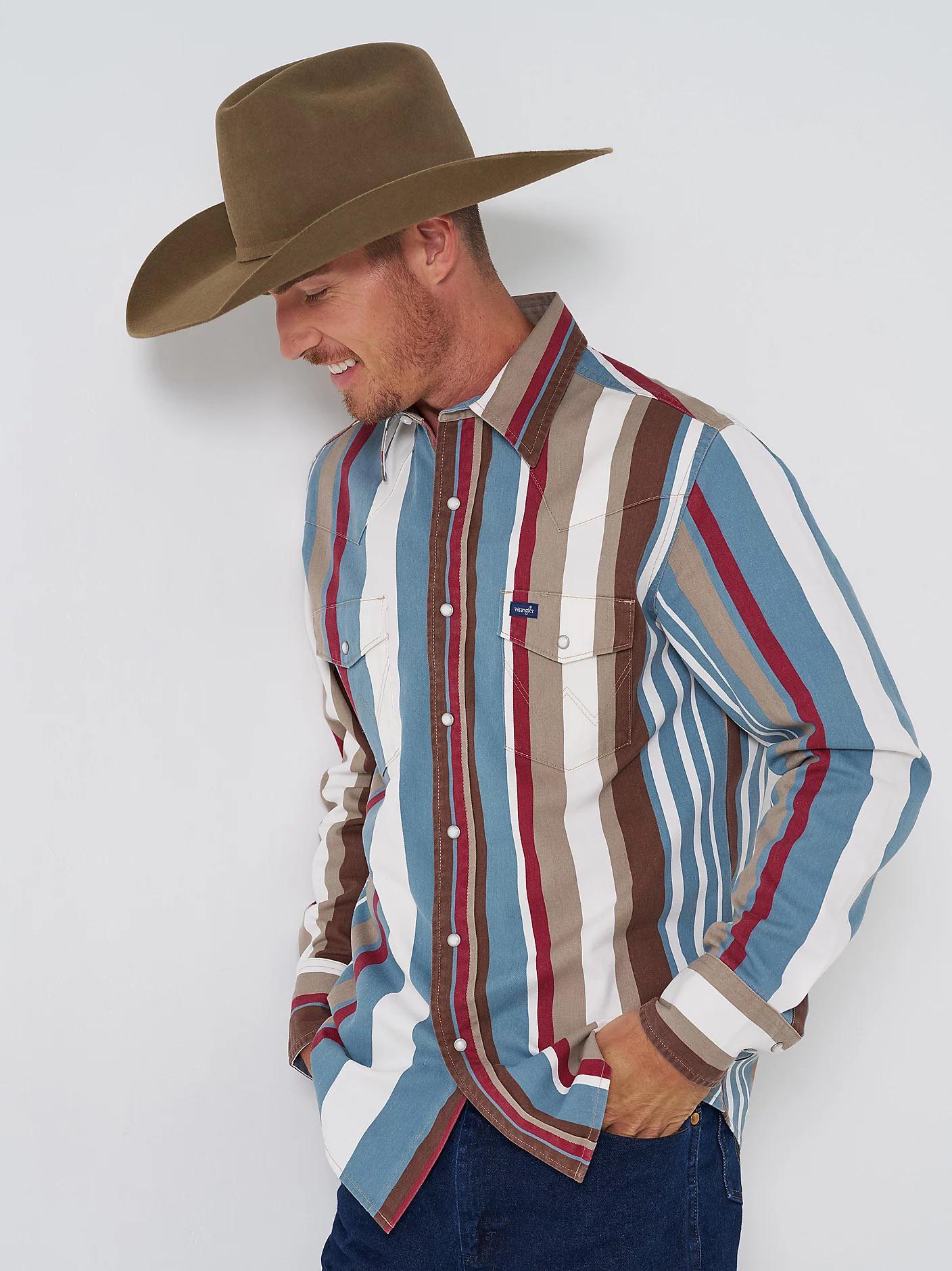 Wrangler Men's Brushpopper Vintage Shirt Long Sleeve Button Up