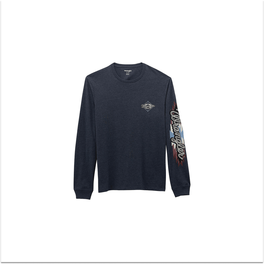 Wrangler Men's Long Sleeve Regular Fit Dark Navy Heather Shirt - Wrangler