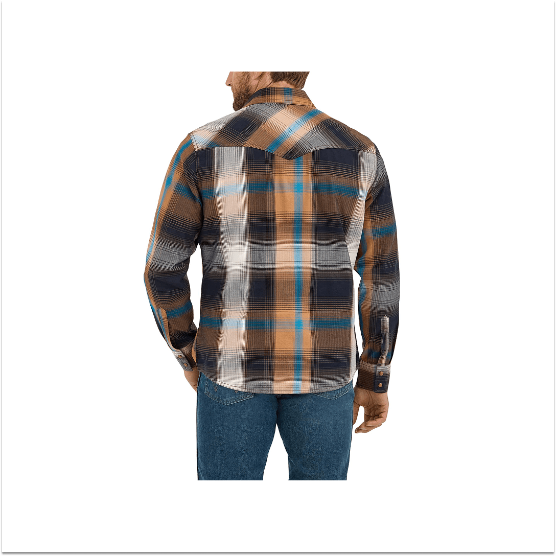 Wrangler Men's Retro Long Sleeve Shirt Modern Fit Brown Multi - Wrangler
