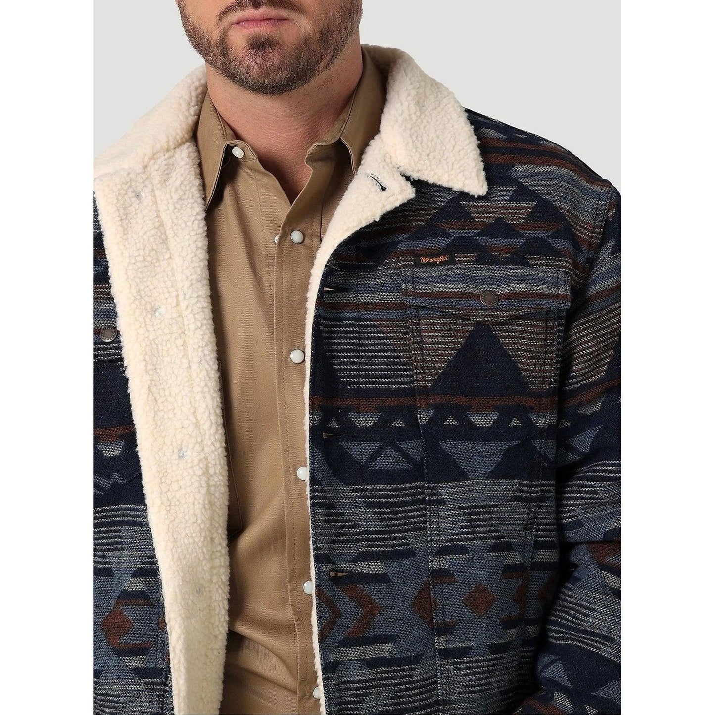 Wrangler Men's Sherpa Lined Jacquard Print Jacket
