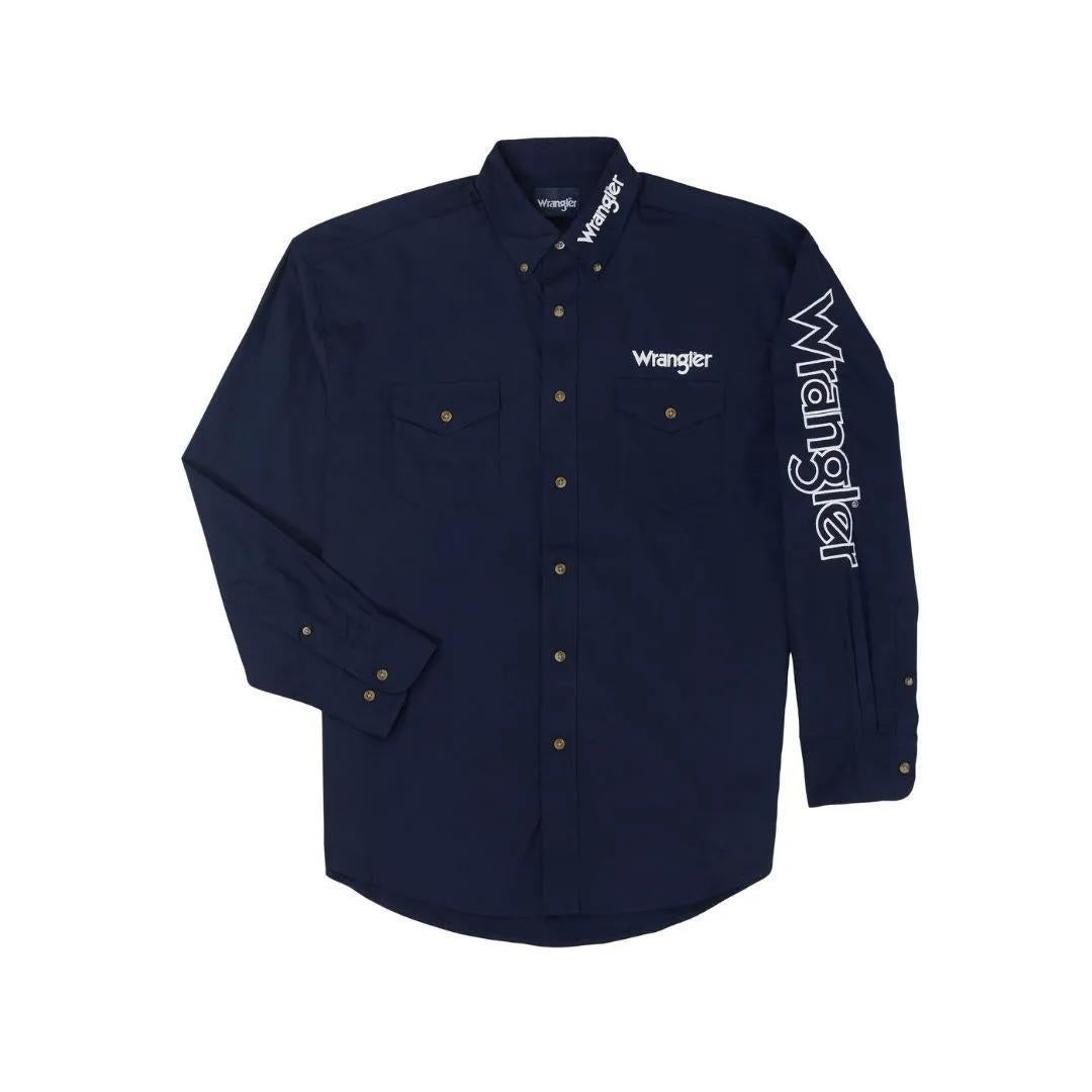 Wrangler Men’s Shirt Long Sleeve Button Down Logo weis-western-wear