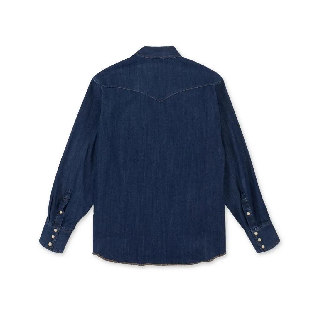 Wrangler Men’s Shirt Long Sleeve Dark Denim with Snaps weis-western-wear