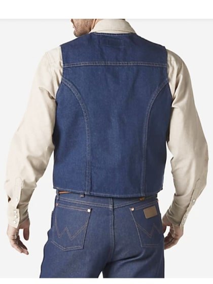 Wrangler Men’s Vest Denim Prewashed Unlined