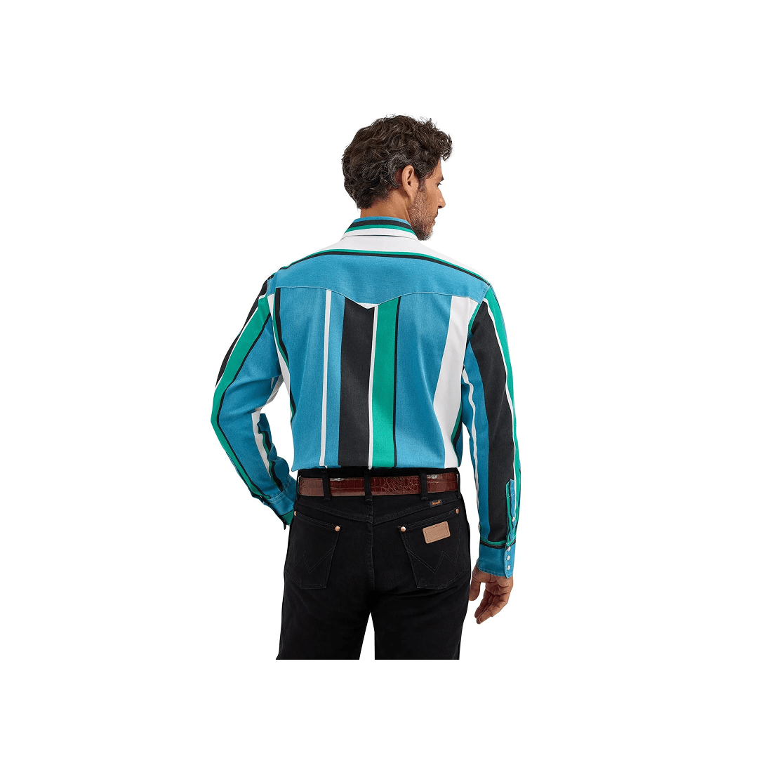 Wrangler Men's Vintage Inspired Brushpopper in Blue Multi Stripe -CLEARANCE - Wrangler