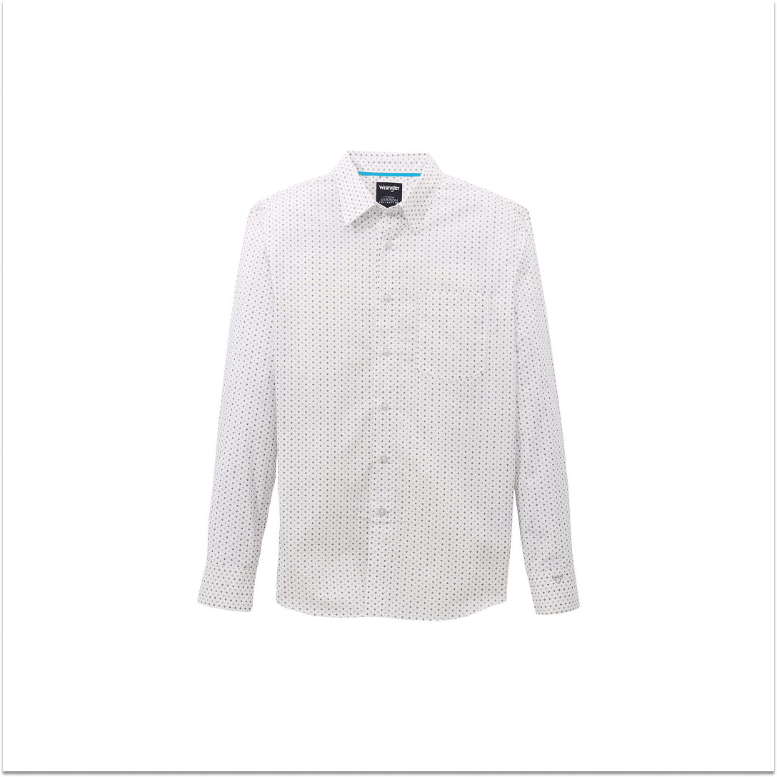Wrangler Men's X Cody Johnson Long Sleeve Shirt Classic Fit White/Grey 112369539 - Wrangler