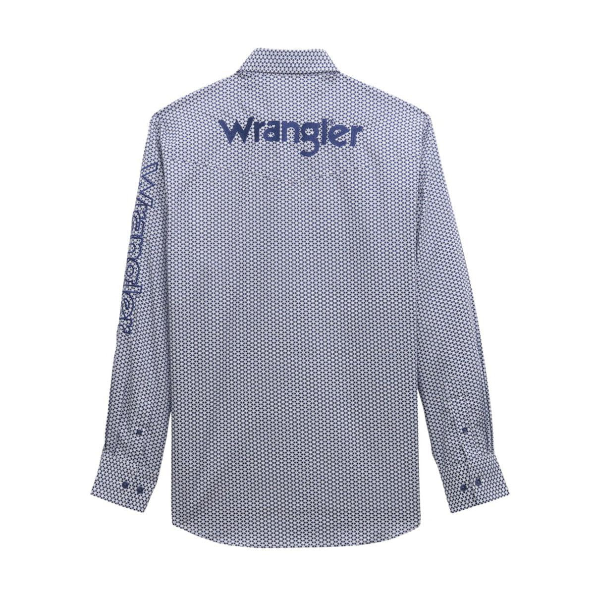 Wrangler Mens Blue Logo Print Long Sleeve Shirts