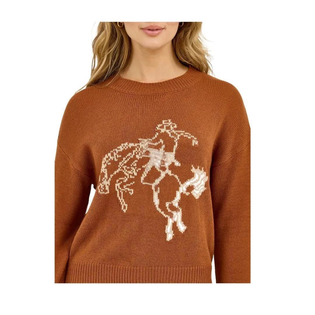 Wrangler Women's Americana Bronc Crew Sweater-CLEARANCE - Wrangler