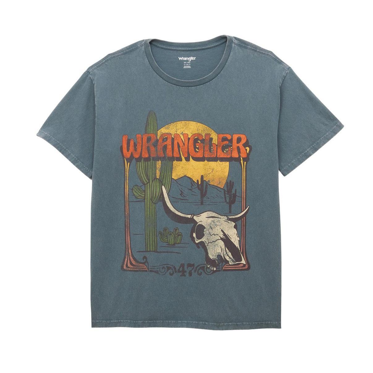 Wrangler Women's Graphic Short Sleeve T-Shirt - Oversized Fit - Goblin Blue