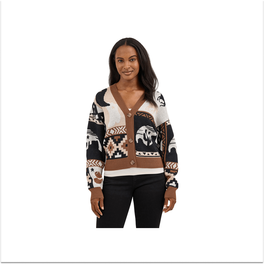Wrangler Women's Punchy Sweater Cardigan Brown - Wrangler