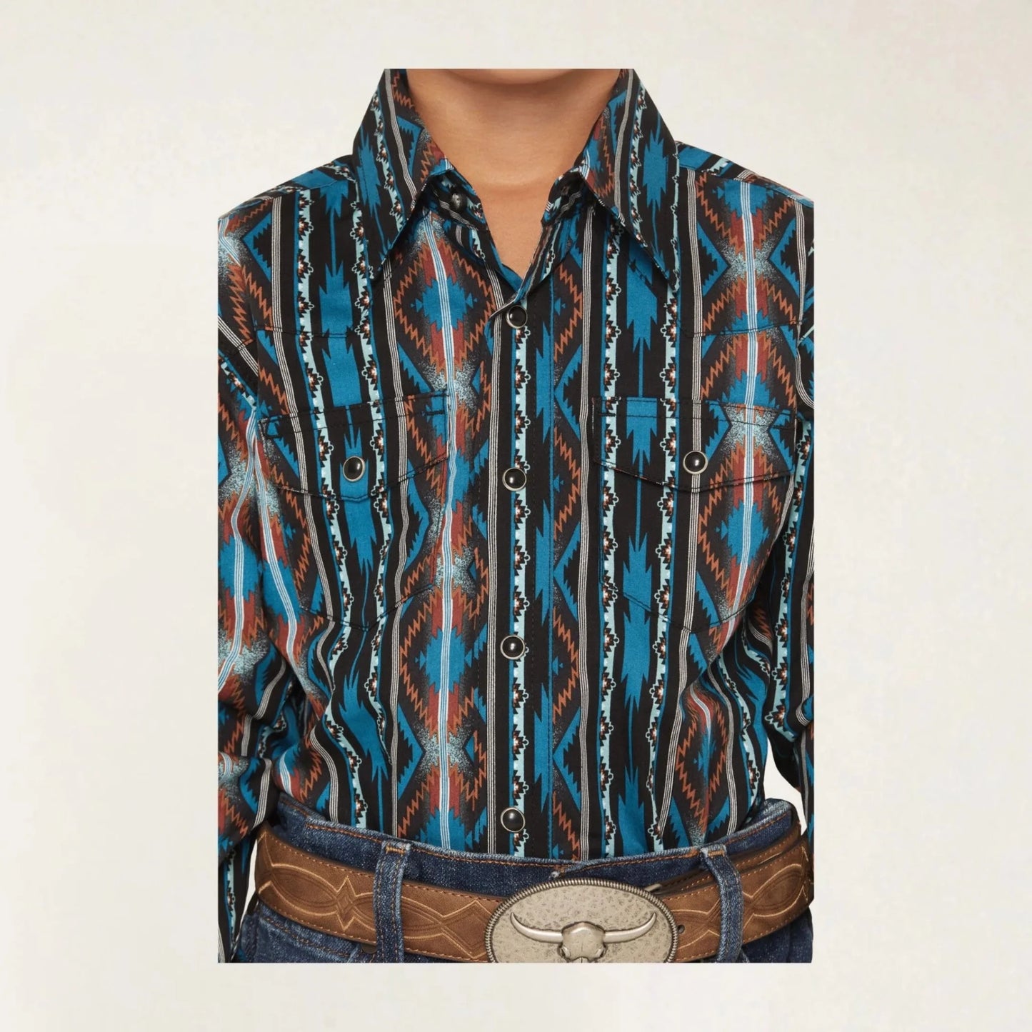 Wrangler Boy's Checotah Print Long Sleeve Button Up - Wrangler