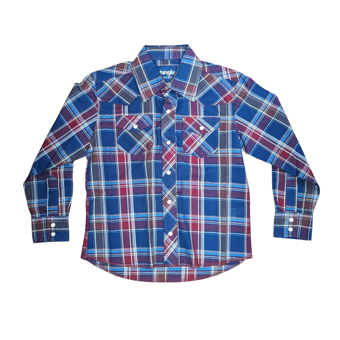 Wrangler Boy's Assorted Long sleeve Shirt - Dark Brown/Navy Striped weis-western-wear