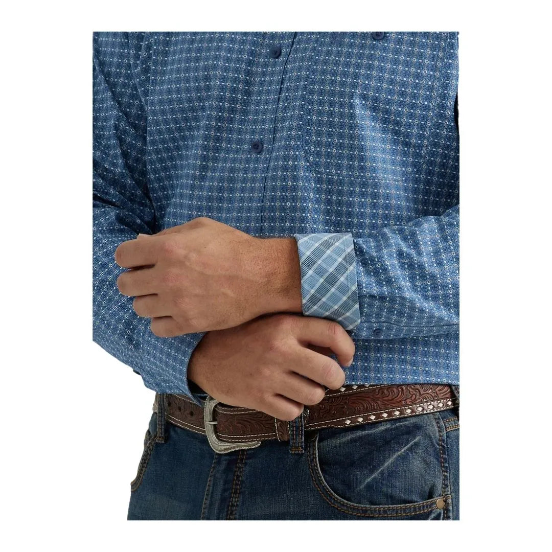 Wrangler Men's George Strait Western Shirt In Blue Print