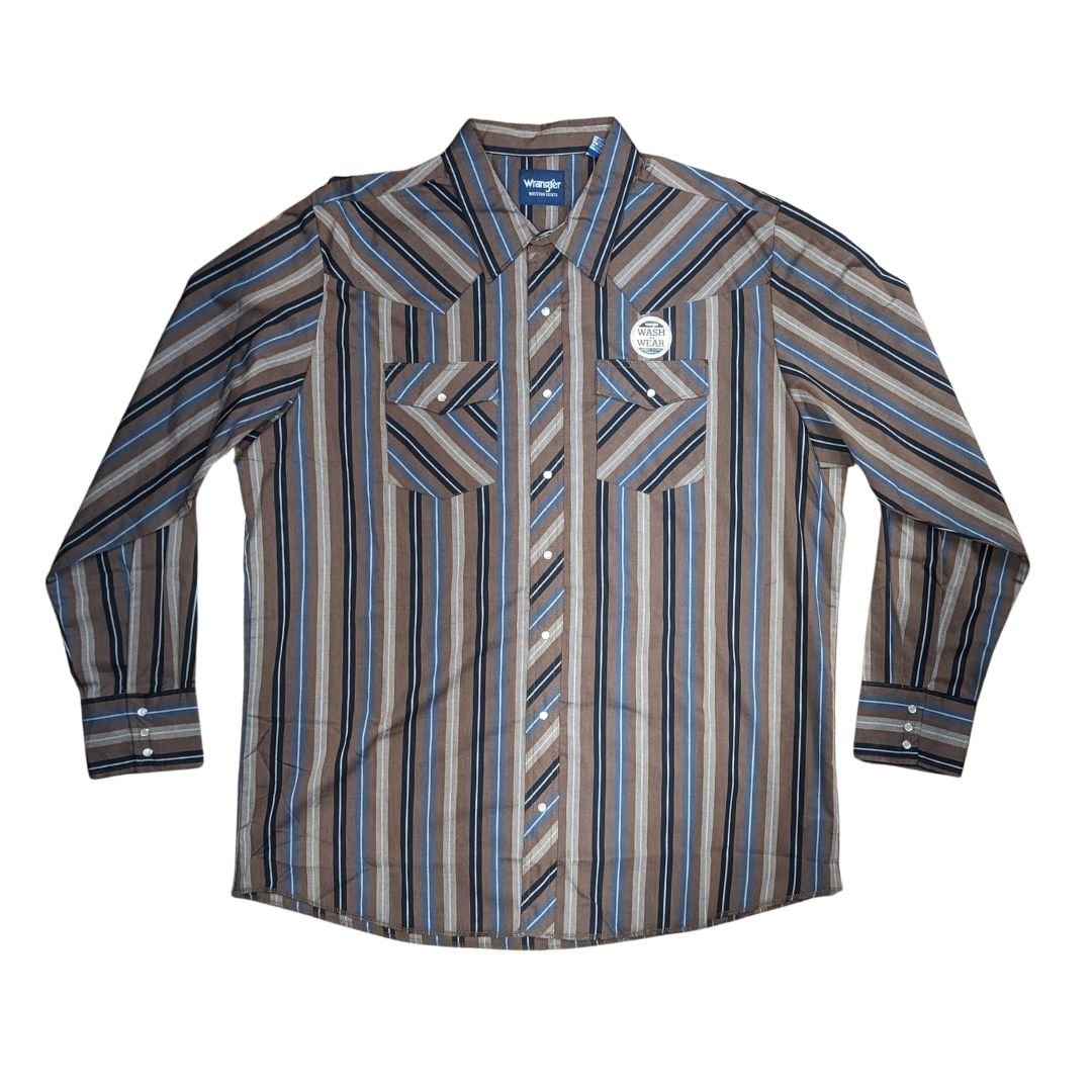 Wrangler Men's Sport Western Snap Shirt - Long Sleeves (Regular Sizes) - Assorted - Wrangler