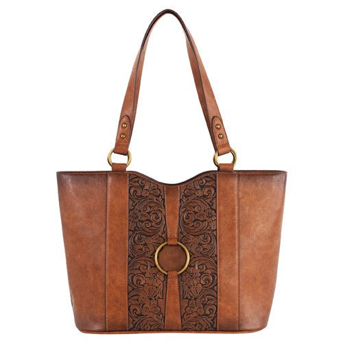 Justin Ladies Tote Tan Embossed With Harness - Justin