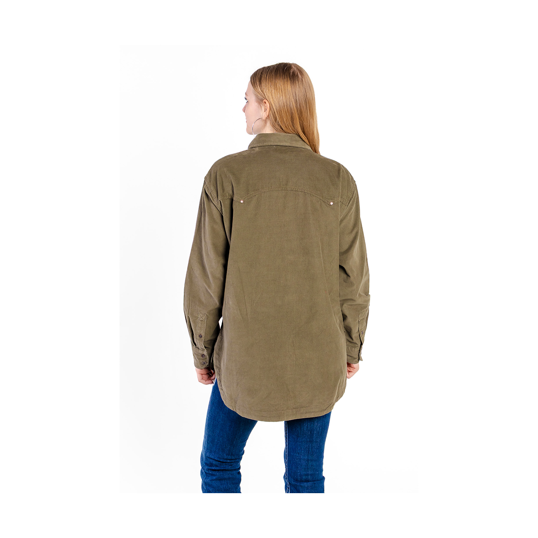 Wrangler Women's Punchy Boyfriend Cord Shirt Olive