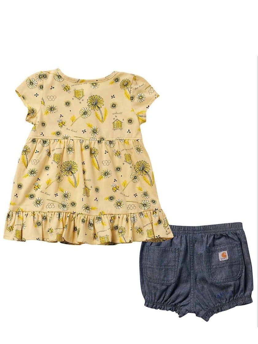 Carhartt Infant & Toddlers Girl’s Set Short Sleeve Printed Dress & Diaper Cover- Clearance - Carhartt