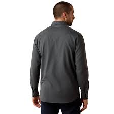 Ariat Mens Solid Twill Fitted Shirt Charcoal Heather